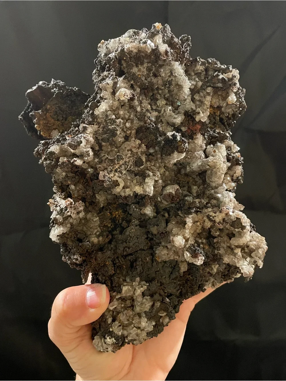 Massive crystal cluster. Goethite from Mexico. Comes with a stand.
